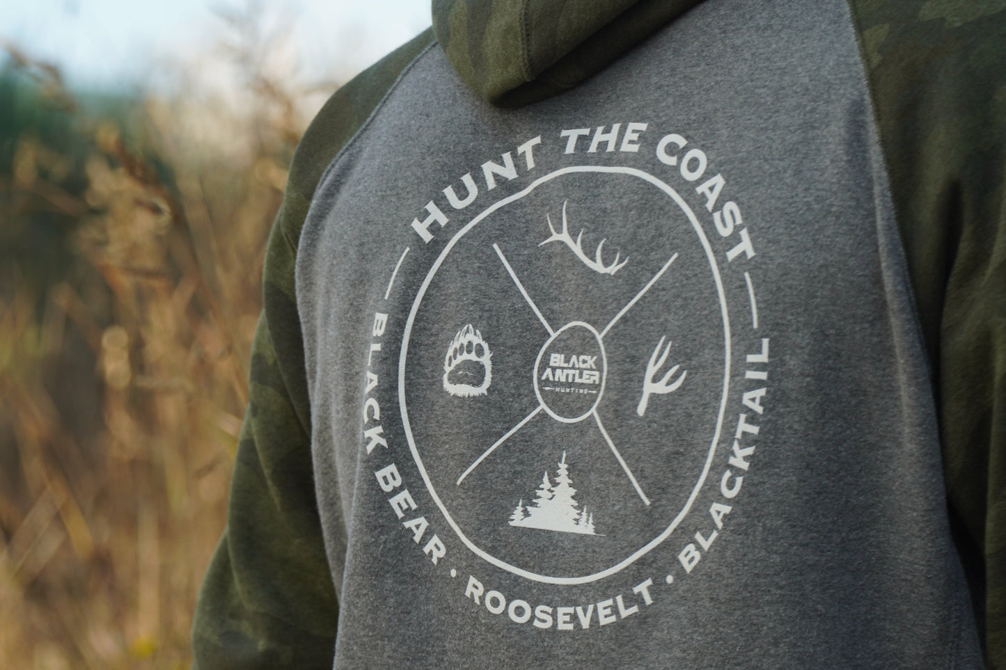 Hunt The Coast Hoodie- Gray/Camo
